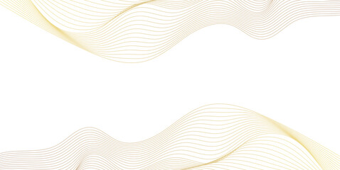 Vector abstract line art wavy flowing dynamic gold isolated on transparent background in concept luxury, wave, wind, ocean, landscape illustration.