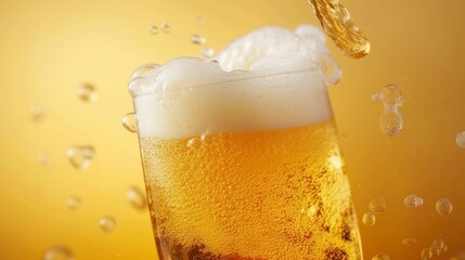 glass glass with craft beer with foam on a bar with bokeh background in high resolution - obrazy, fototapety, plakaty