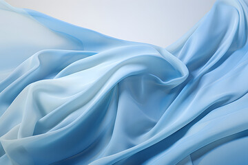 Obraz premium An abstract blue cloth falling up on a sky blue background