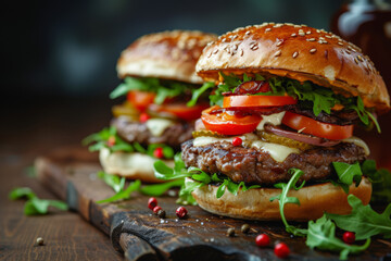 Indulge in the deliciousness of an epicurean beef burger – a classic American favorite with juicy...