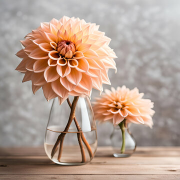 peach dahlia flowers in a vase