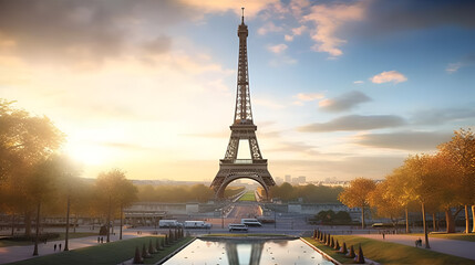 Fototapeta na wymiar Eiffel Tower Design, Paris Monument Desktop Wallpaper, Ai generative
