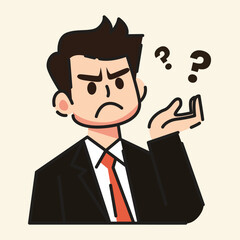 a male worker or employee who has a confused expression flat design vector illustration