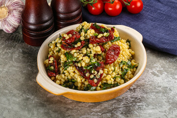 Vegetarian Pasta ptitim with vegetables