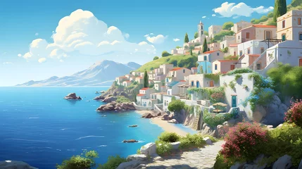 Poster Europe méditerranéenne Idyllic Greek island at late spring early summer 