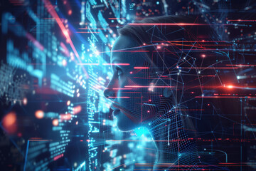 Fototapeta premium Users are working with large amounts of data in the form of AI.