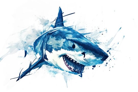 paint strokes of a great white shark