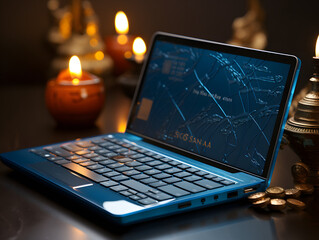 An american express credit card sitting in a desktop computer keyboard