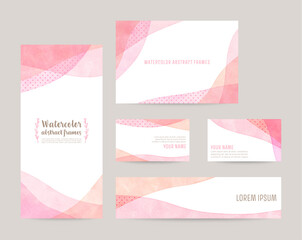 card design templates. watercolor vector background (pink)