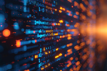 abstract view of programming code in multicolor background