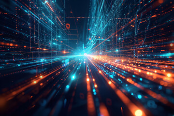 Illuminate your designs with a dynamic blend of glowing lines, abstract symbols, and futuristic technology, creating a high-tech atmosphere that embodies innovation and connectivity.