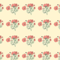 seamless pattern with flowers hand-drawn 