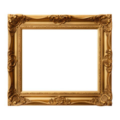Decorative golden vintage frames, Golden baroque frame on transparent background.