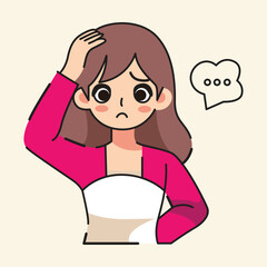 the woman had a confused and worried expression flat design vector illustration