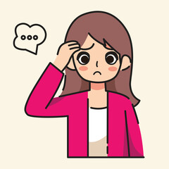 the woman had a confused and worried expression flat design vector illustration