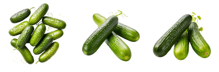 Set of A cucumbers on a Transparent Background