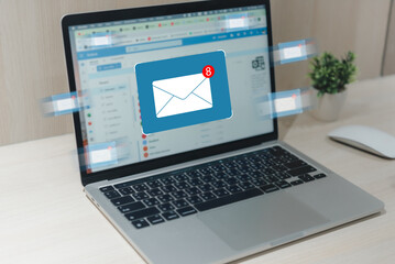 e-mail message marketing online and network social media communication information concept icon...