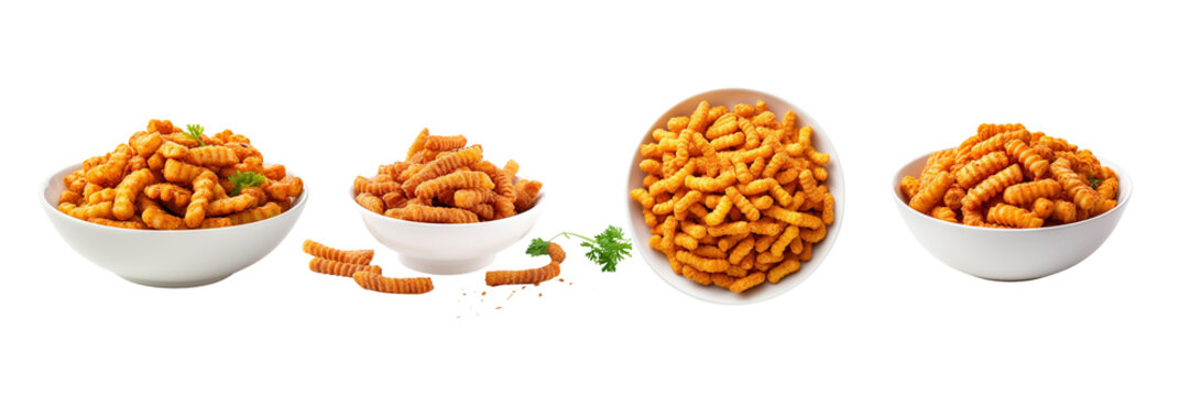 Set of A delicious homemade Kurkure snack on a Transparent Background