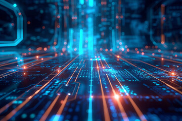 Illuminate your designs with a dynamic blend of glowing lines, abstract symbols, and futuristic technology, creating a high-tech atmosphere that embodies innovation and connectivity.