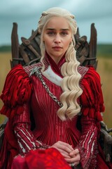 the beauteous and majestic daenerys stormborn (emilia clarke), mother of dragons, appears in total symphonic harmony as queen over all, digital