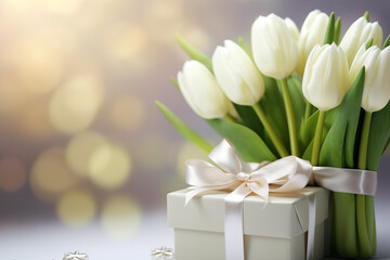 Celebrating White day. Flowers and gifts