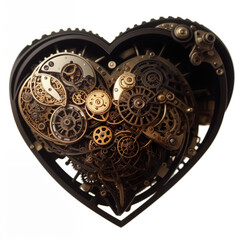 Fototapeta na wymiar Heart in steampunk style. Valentine's card. Abstract illustration. AI generated.