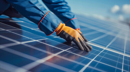 solar panel with a technician.