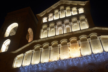 View of Cagliari cathedral (Saint Mary) facade - Low light. - 724857217