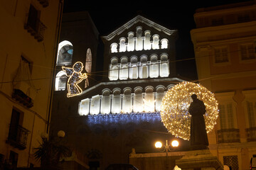 View of Cagliari cathedral (Saint Mary) facade - Low light. - 724857229
