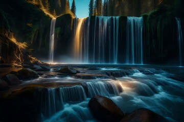 A cascade of digital waterfalls, where streams of light flow down in various patterns, producing a soothing and hypnotic visual experience.