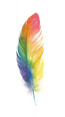Vibrant Rainbow Colored Feather on a Isolated on Transparent Background