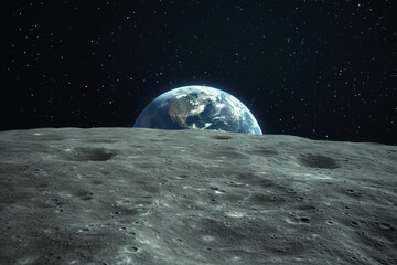 view of earth from the moon surround with night star atmosphere