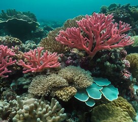 Fototapeta na wymiar Tropical reef gradient from coral pink to sea green
