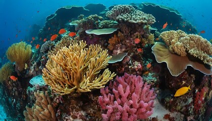 Naklejka na ściany i meble Coral reef gradient from vibrant coral to marine blue