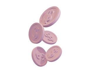 coins number cute an pink coin dollar rain
