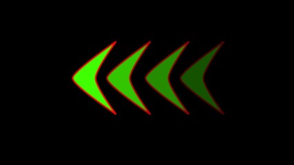 Red and green neon arrow with glowing effect. arrow sign, Safety type. 3D rendering, realistic isolated neon sign of Arrow logo decoration and template covering on the black background.