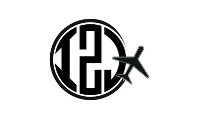 IZJ three initial letter circle tour & travel agency logo design vector template. hajj Umrah agency, abstract, wordmark, business, monogram, minimalist, brand, company, flat, tourism agency, tourist