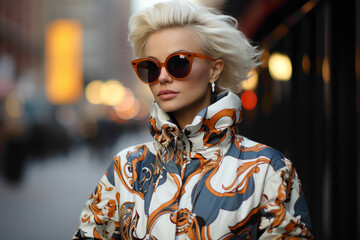 Effortless elegance as the most beautiful Swedish lady poses in a statement coat with eye-catching...