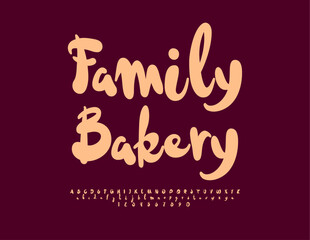 Fototapeta na wymiar Vector trendy sign Family Bakery. Modern handwritten Font. Artistic Alphabet Letters and Numbers set. 