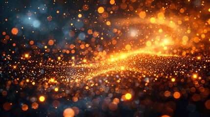 Obraz premium Festive Starscape Abstract Dark Background Infused with Gold and Black Stars Holiday Celebrations