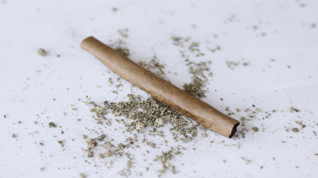 A marijuana blunt with remains of weed