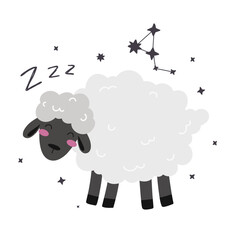 Cute little sheep. Children's pattern in flat style. Vector illustration.