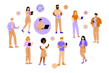 people using technology , vector set 