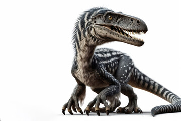 real photo of a Deinonychus isolated on solid white background. ai generative