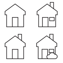  outline home icons set, House icons sign, isolated on a white background. 
