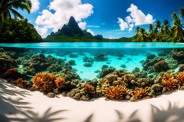 An Impressive Breathtaking Beauty of Bora-bora in The French Polynesia (PNG 6912x4608) - obrazy, fototapety, plakaty