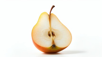 Sliced whole pear on an isolated white background