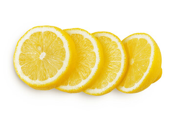 Ripe lemon half isolated on white background with full depth of field. Top view. Flat lay