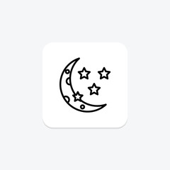 Star and Crescent icon, celestial, islamic, star and crescent islamic symbol, celestial symbols line icon, editable vector icon, pixel perfect, illustrator ai file