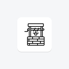 Zamzam Well icon, well, water source, sacred well, zamzam well religious site line icon, editable vector icon, pixel perfect, illustrator ai file